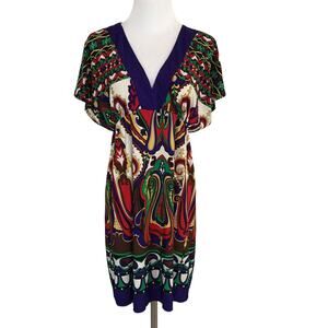 Slinky Boho Dress Knee Length V-Neck Empire Waist Size Small City Triangles
